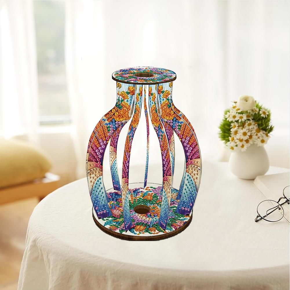 Diamond Art Kits Decorative Vase Wooden 3D Crystal Mosaic Craft Tabletop Decoration Diamond Painting Kit for Adults