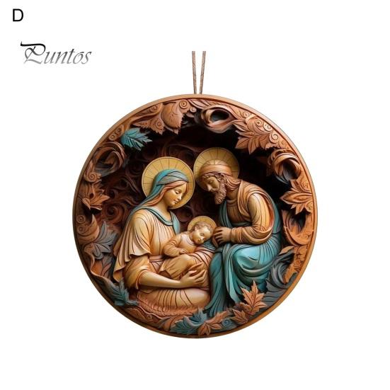 Nativity Scene Ornaments Acrylic Flat Hanging Pendant Keepsake The Birth of Jesus Decor for Christmas Tree Party Car Wall Door