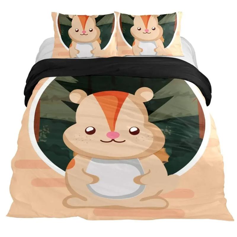 Cartoon Beaver Duvet Cover King Queen Funny Lovely Animal Bedding Collection Kids Girls Wildlife Polyester Comforter Cover Pillowcase