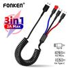 FONKEN Пружинный USB-кабель 3 в 1, кабель типа C 3A, кабель для зарядки Micro USB IOS 2,4A для Huawei Xiaomi Samsung