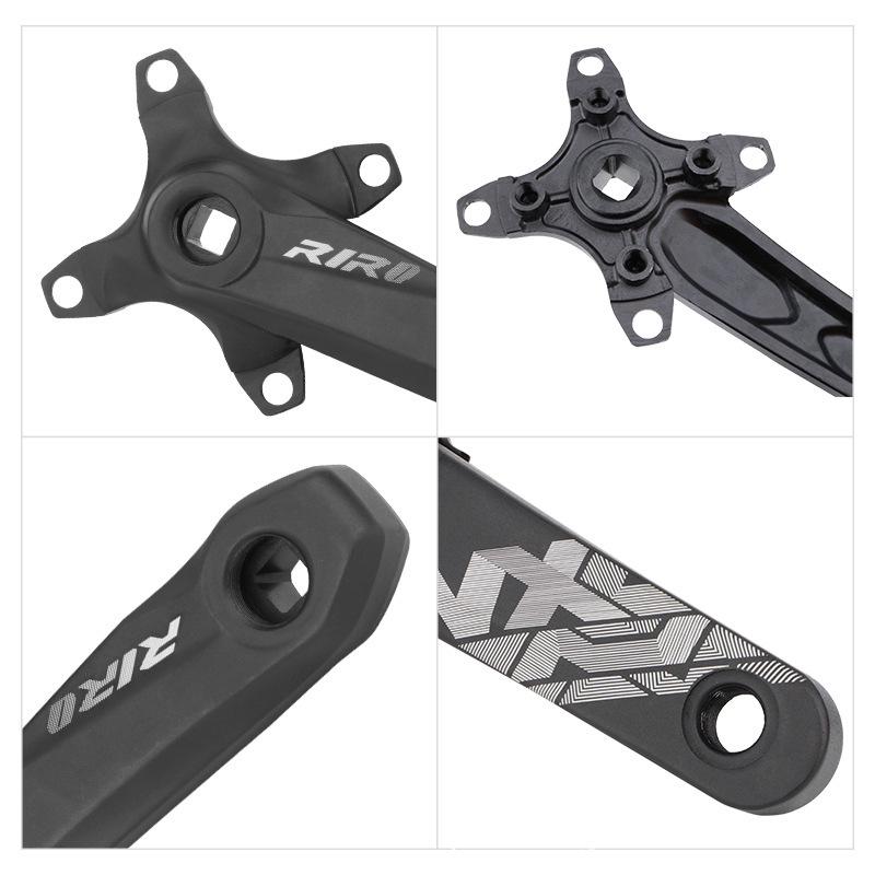 RIRO Mountain Bike Crankset, Square Hole, 10/11-Speed, 104BCD, Positive/Negative Tooth, Single/Double Disc