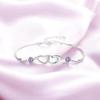 Double Heart Shape Cubic Zirconia Charm Bracelet, Love Bracelet for Women & Girls, Valentine Day Gift