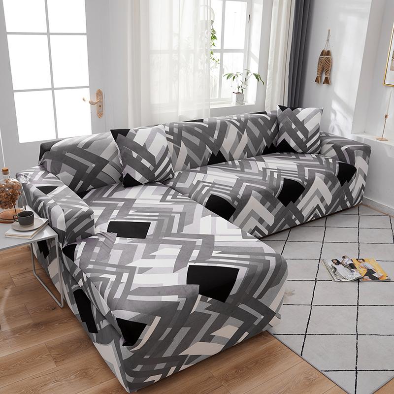 Геометрический принт Чехол на диван Чехол на диван Sofa Coverastic Чехлы для защиты от животных Шезлонг Защита L-образный Пылезащитный Машинная стирка 1 шт.