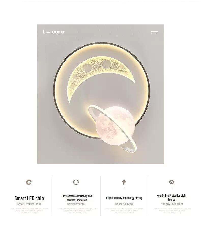 Современный Минималистичный Скандинавский Потолочный Светильник - Полноспектральный Дизайн Луны и Звездного Неба для Главной и Детской Спален