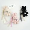 Silver Heart Bow Bunny Keychain Cute Rabbit Plush Doll Bag Pendant