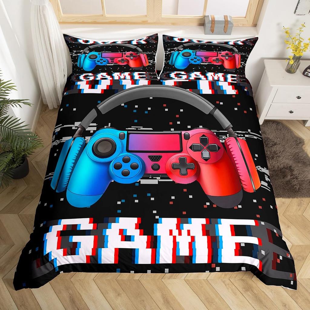 Игровой пододеяльник Твин Квин Набор постельного белья с геймпадом для ребенка, подростка, геймера, для декора комнаты, из микрофибры, чехол для одеяла