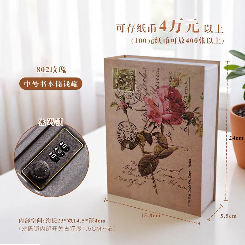 Сейф-книга с кодовым замком Шкатулка для хранения денег Секретный металлический сейф с замком Кейс для хранения коллекции