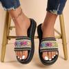 Fashion Summer Outside Modern Slippers Flat with Low Heel 2024 Hot Sale Ladies Shoes Mixed Colors Bling Ethnic Women's Slippers