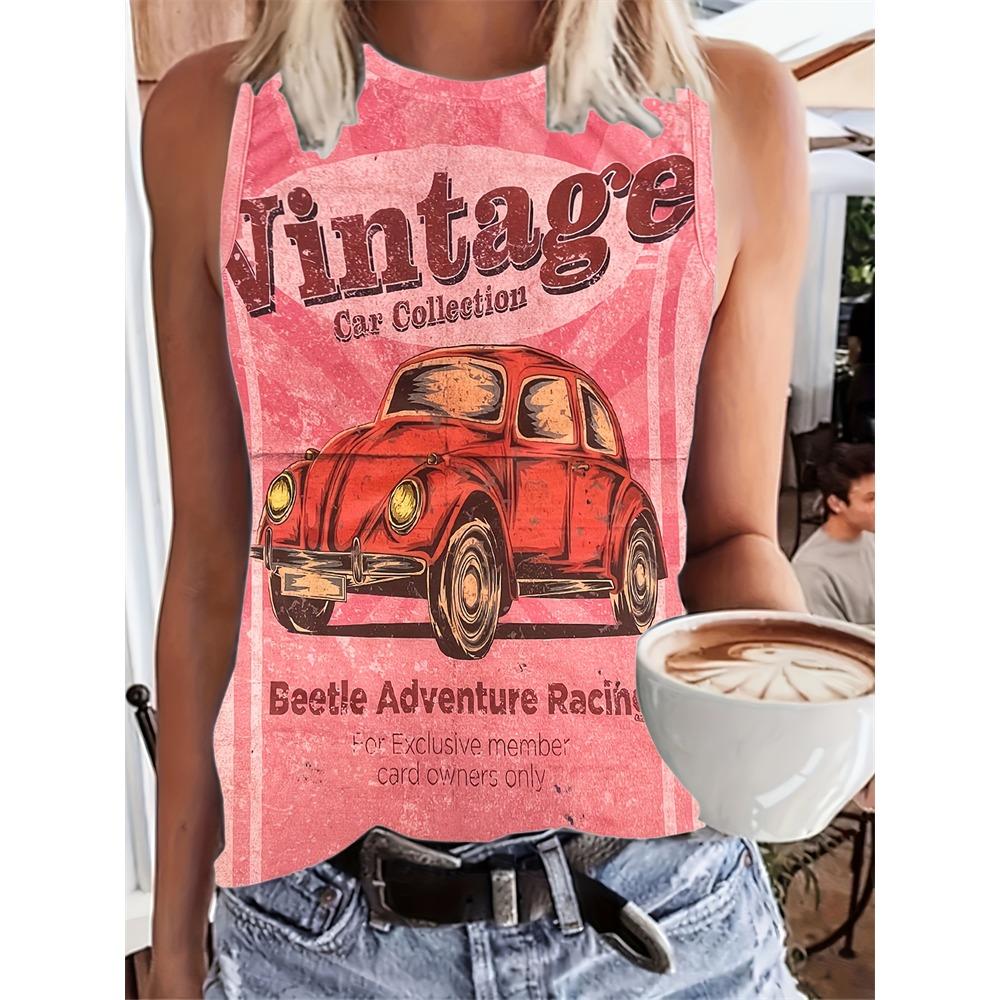 Женская майка в винтажном стиле с 3D-принтом в этническом стиле, женская футболка без рукавов, летняя повседневная женская майка для улицы