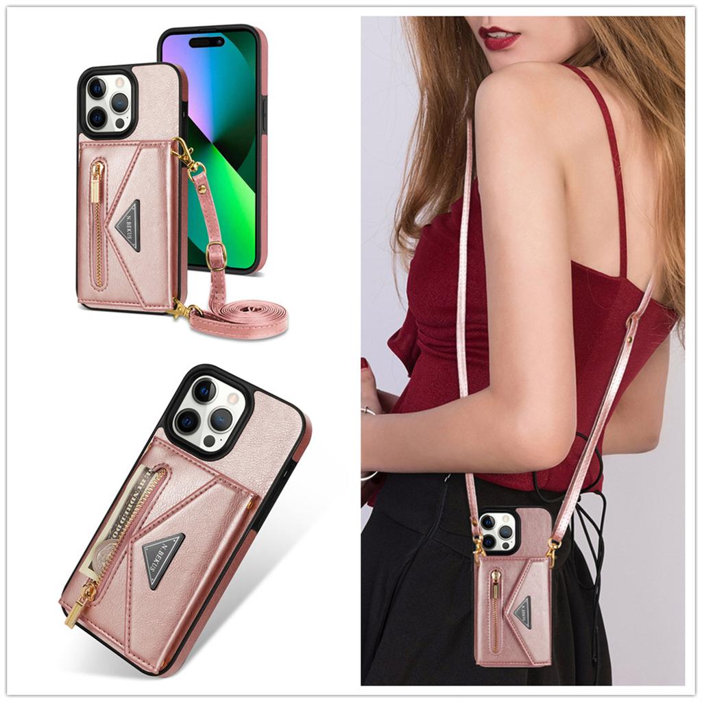Применимо к чехлу для мобильного телефона iPhone16 17Pro с молнией, карман-кошелек, вкладыш для карты, противоударная подставка, защитная крышка, диагональный ремешок