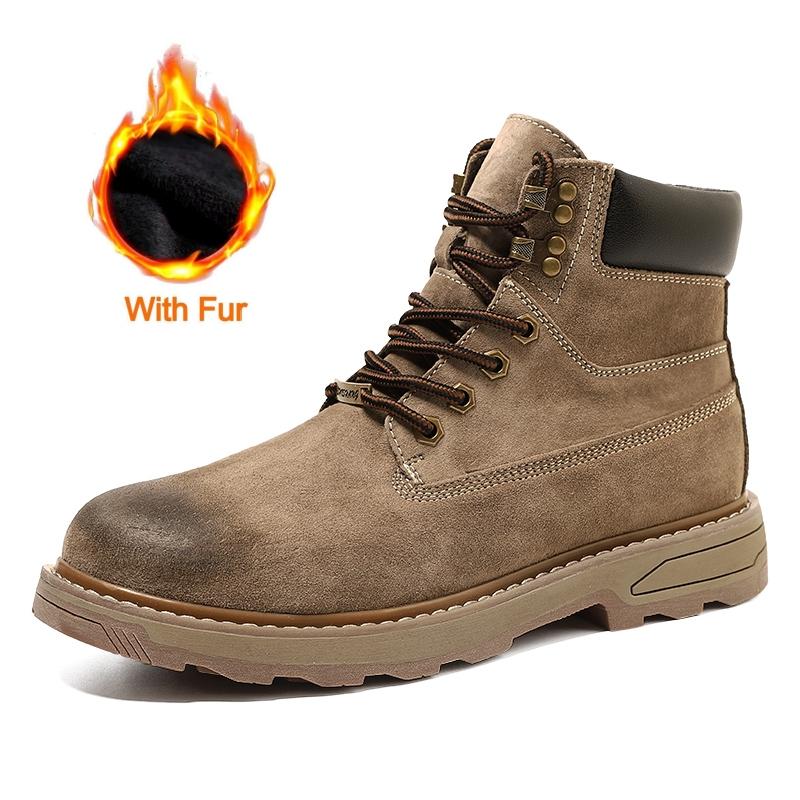 Ботинки в британском стиле для улицы Мужские 2024 Новые Ботильоны из натуральной кожи Высокие на шнуровке Кожаная обувь Модные рабочие Нескользящие ботинки