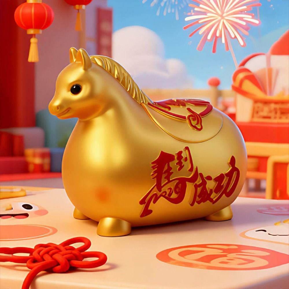 Gold Red Pig Coin Jar Zodiac Horse Coin Saving Box Cartoon Piggy Bank  Festive Occasions