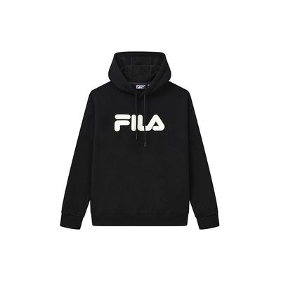 Fila Классический свободный худи с логотипом, повседневный флисовый свитшот с длинным рукавом в американском винтажном стиле, унисекс, черный F51U248298F-BK
