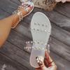 New Women's Sandals Fashion Transparent Rivets Open Toe Non-slip Cool Slippers Flat Bottom Slides