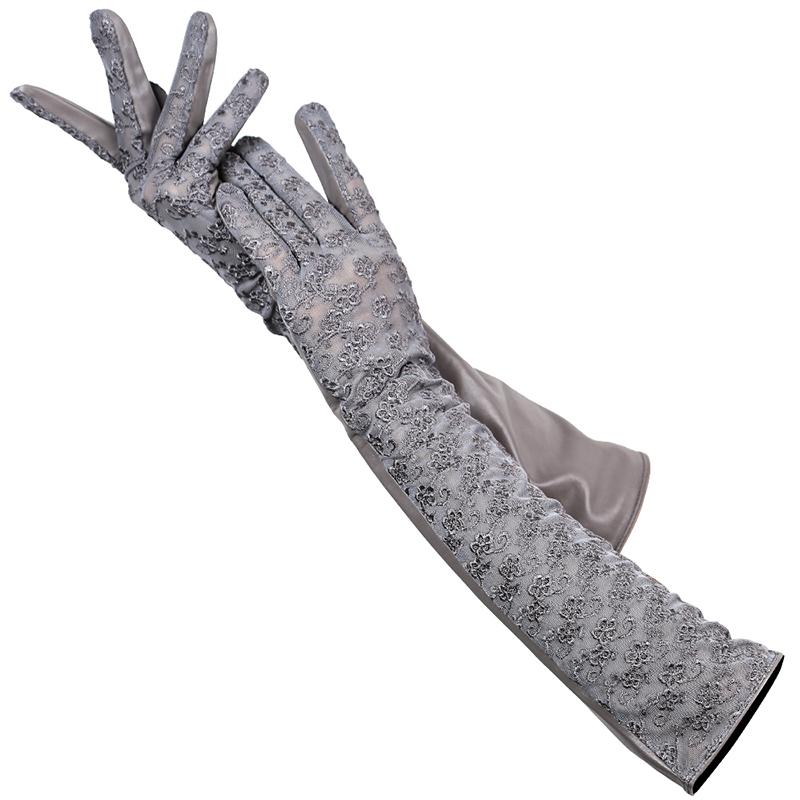 Сексуальные кружевные длинные женские кожаные перчатки из овчины, банкетные длинные перчатки, модные аксессуары 2017