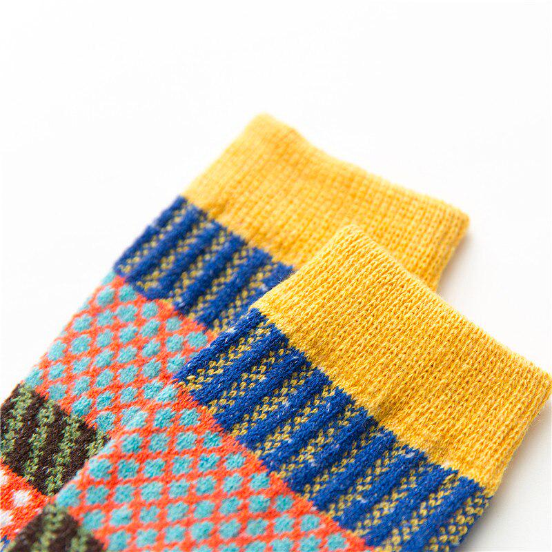 Thicken Women Socks Retro Style Cotton & Woolen Warm Socks Comfortable Soft Yellow Pink Winter Sock