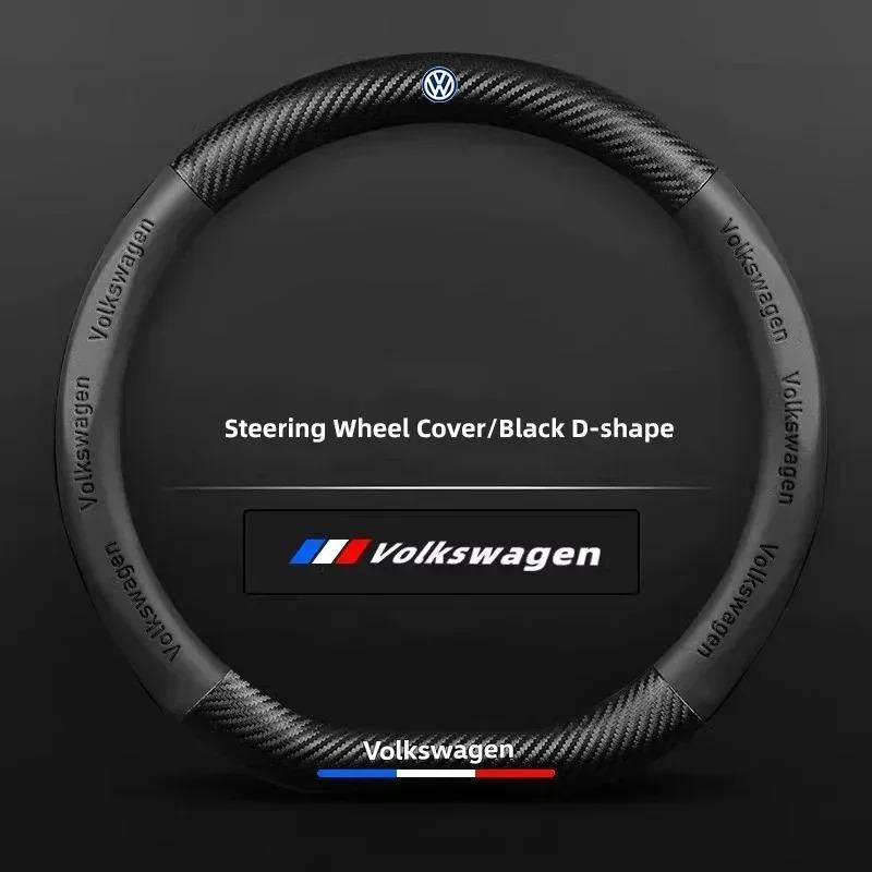Car Steering Wheel Cover Anti Slip Carbon Fibre Steer Handle Caps For VW GTI Polo Golf Passat Tiguan Arteon Touareg Taigo Caddy