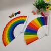 Summer Rainbow Fan Folding Fan Cool Fan Children Dance Fan 7 Inch Cloth Antique Plastic Kindergarten Performance Decoration