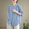 ZANZEA Женская повседневная блузка в полоску с V-образным вырезом и рукавом 3/4