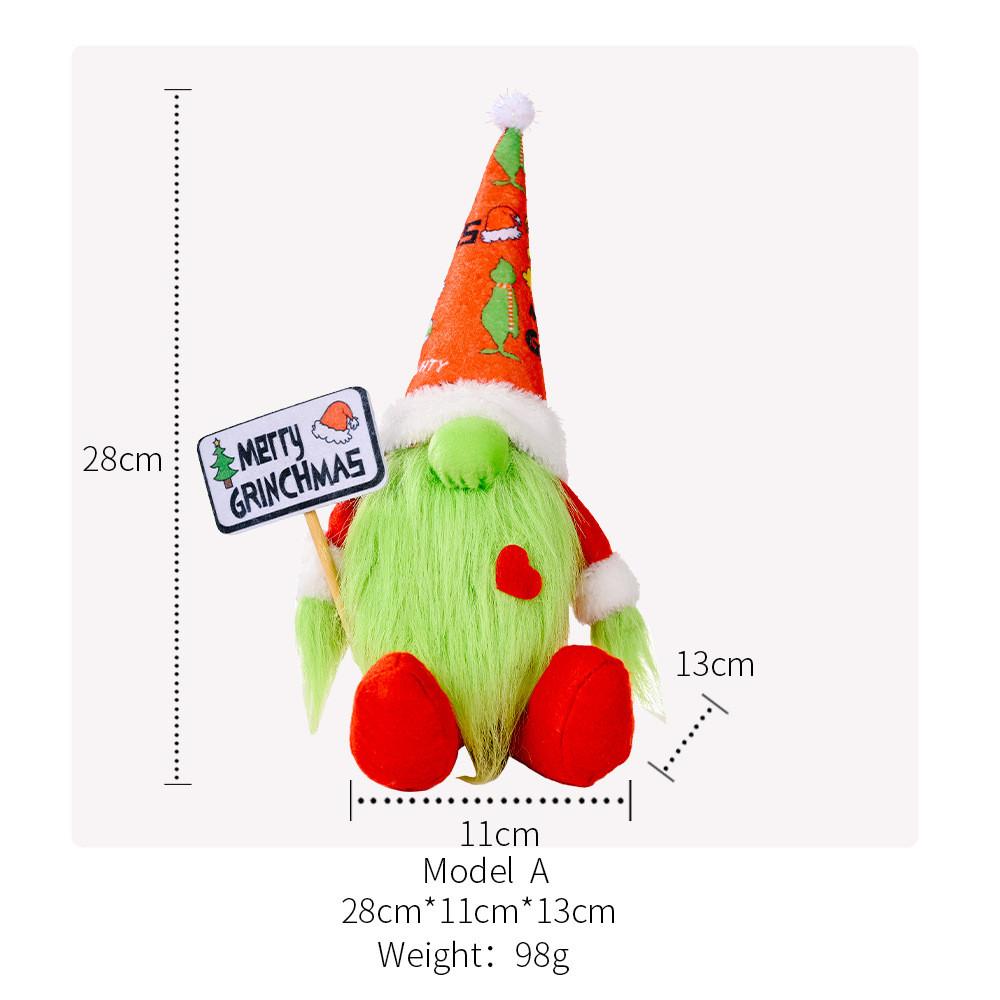 Adorable Grinch Sitting Plush Doll Green Furry Monster Holiday Decoration Toy
