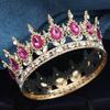 Baroque Round Crown for Bridal Wedding Royal Queen King Tiara Birthday Party Performance Head Accessories Diadem Jewelry