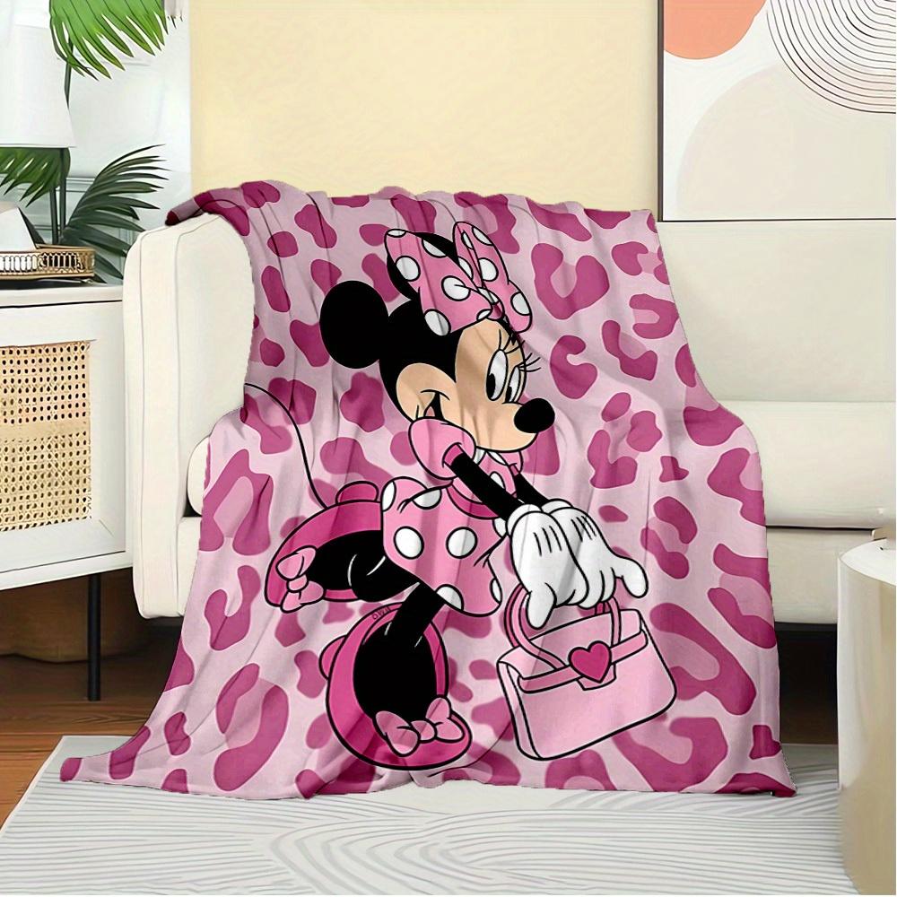 1pc Flannel Minnie Mouse Pink Leopard Print Bedding Throw Blanket Sofa Cover Gift Home Decorative Plush