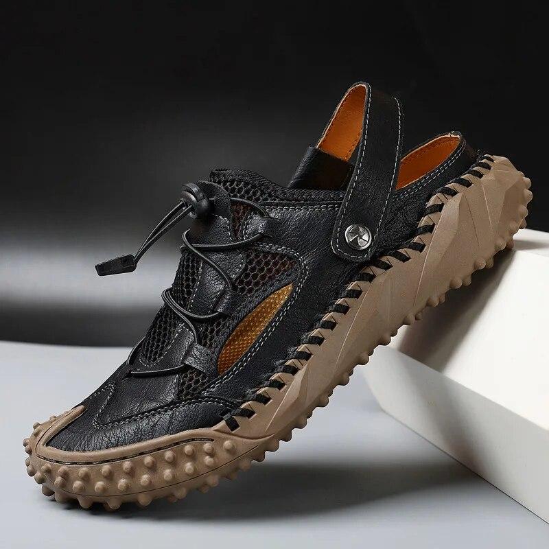 Comfortable Non-slip Flat Genuine Cow Leather Sandals for Men Summer Holiday Outdoor Plus Size up to 46 Footwear