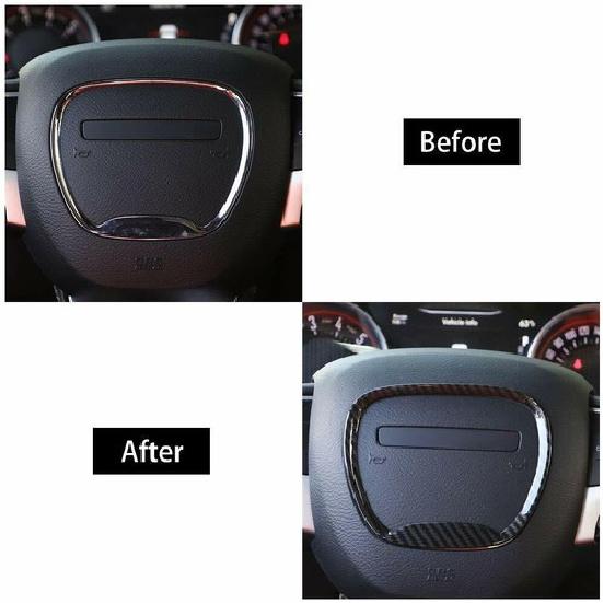 Carbon Fiber Steering Wheel Frame Trim for Ring 2015+ Dodge Challenger & Charger