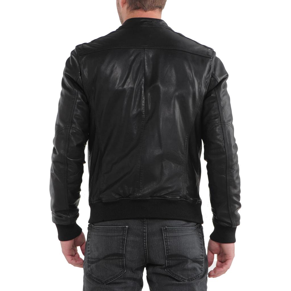 SkinOutfit Men's Genuine Lambskin Black Leather Jacket Stylish Motorcycle Bomber Biker Outerwear MJ 154