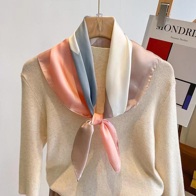 Decorative Versatile Literary Geometric Neck Scarf New Silk Scarf 70 Small Square Scarf Women Vintage Scarf