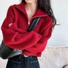 Autumn Winter Women's Sweater Pullover Women Korean Design Zipper Loose Style Sweater Female Tops Solid Color Pullovers