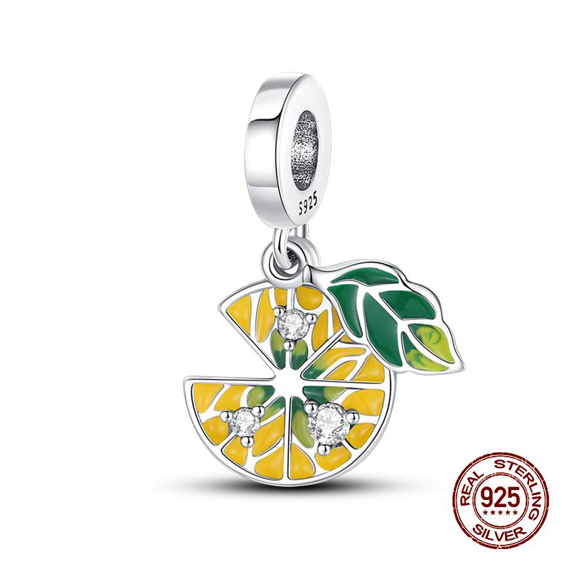 Real 925 Sterling Silver Chocolate Pizza Cake Fries Food Charms Beads Fit 925 Original Bracelets DIY Cute Jewelry Gifts