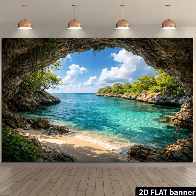 2D Природный Скалистый Остров Пещера Море Уличный Фон Декор для Фотосессии Беременных
