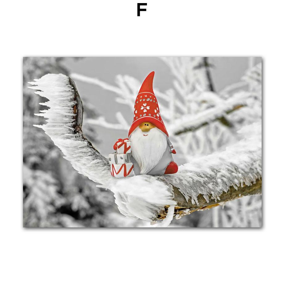 Настенная картина на холсте, Рождественская елка, красный дом, карета Санта-Клауса, олень, украшение для гостиной, постеры и принты, настенные панно