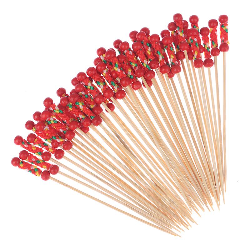 100Pcs/Pack Creative Fruit Fork Cocktail Stick Bamboo Skewers Candied Haws Stick Used for Buffet Wedding Food Decoration