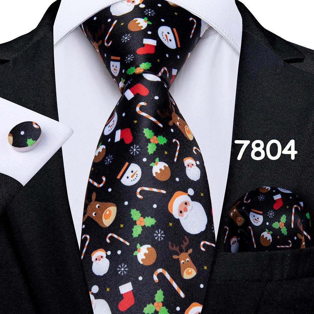 Mens Christmas Tie Set Red Blue Green 8cm Wide Silk Neck Tie Hanky Cufflinks Set Gift For Men Accessories