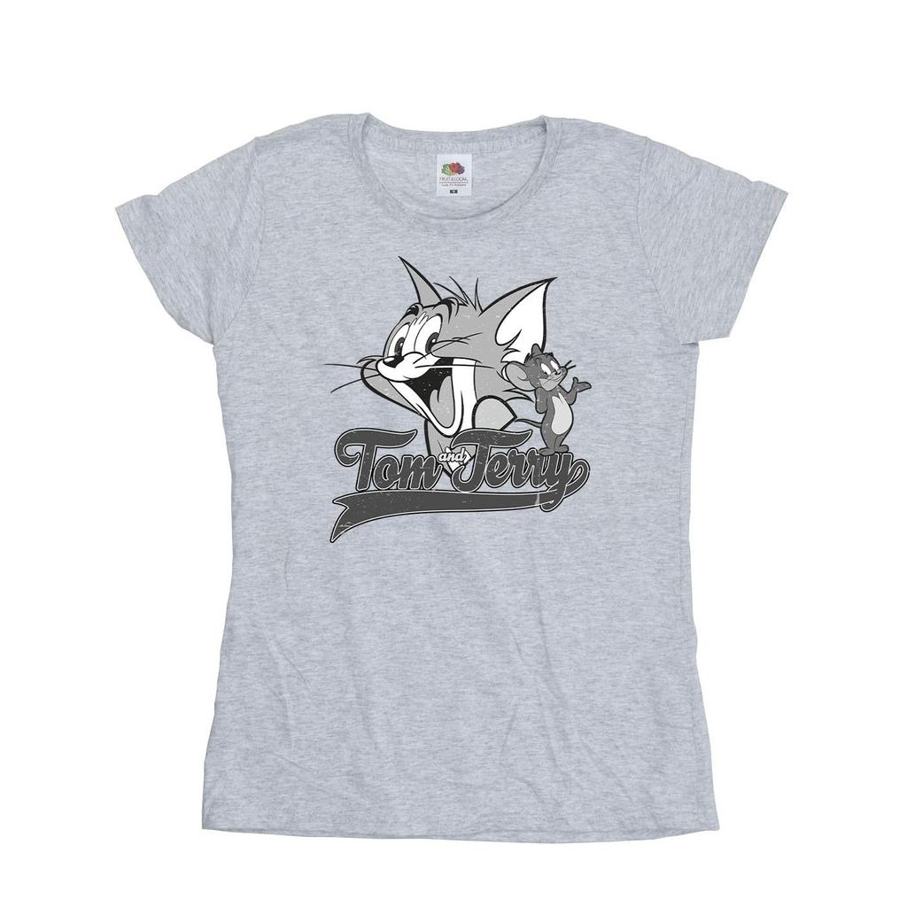 Tom And Jerry Womens/Ladies Greyscale Square Cotton T-Shirt