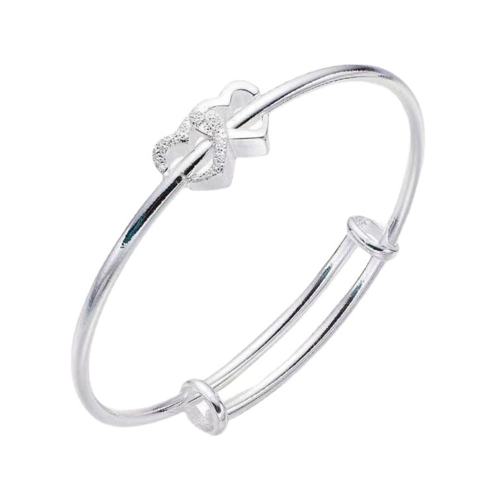 Sweet Exquisite Double Heart Retro Korean Style Bracelet Women Bangle Fashion Jewelry Buckle Bangle