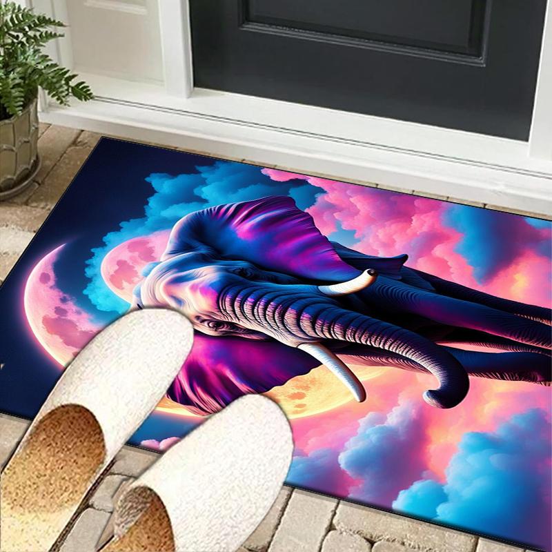 Ethereal Elephant Under The Moon Office Rug Chair Mat, Entryway Carpet, Suitable for Front Door, Bedroom, Living Room, Desk, Holiday Gift