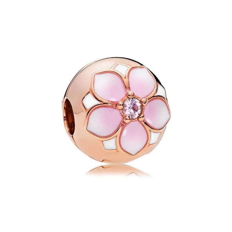 2025 Sparking Flower Clip Charm Beads Dangle Snake Fit Original Silver Bracelet Necklace Beads For Diy Jewelry Women Gift