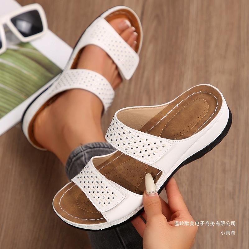 Туфли Water Diamond One-Strap Shoes Толстые туфли, тапочки Женские туфли на танкетке большого размера Легкие пляжные шлепанцы