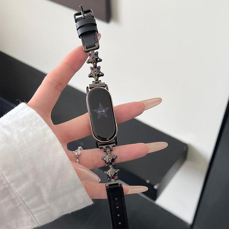 Роскошный кожаный ремешок-бабочка для Xiaomi Mi Band 9 8, ремешок для умных часов Mi Band 8 9 Pro, спортивный браслет, сменный красный ремешок для часов mi watch 4