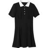 Платье с воротником поло, летнее женское, с открытой талией, короткое платье в стиле колледжа