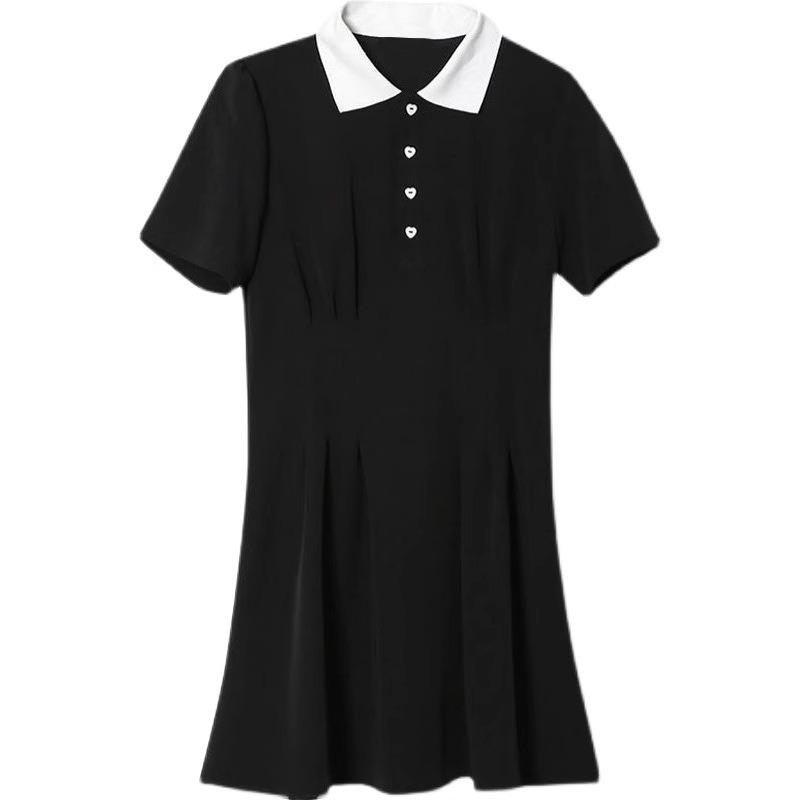 Платье с воротником поло, летнее женское, с открытой талией, короткое платье в стиле колледжа
