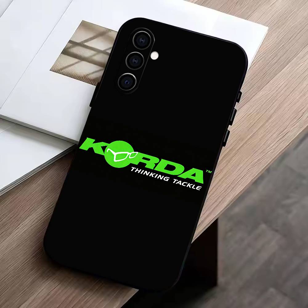 Korda F-Fishing Tackle Phone Case For Samsung Galaxy A73,A72,A71,A70,A53,A52,A51,Soft Silicone Black Cover