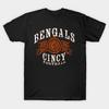 Мужская черная футболка с принтом Bengals Vintage Football Принт на хлопковой футболке термотрансферной бумагой без обрезки
