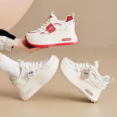 Удобные Дышащие Скрытая Пятка Блочные Балетки Платформа Скейтборд Клиновидные Кроссовки Вулканизированная Массивная Обувь