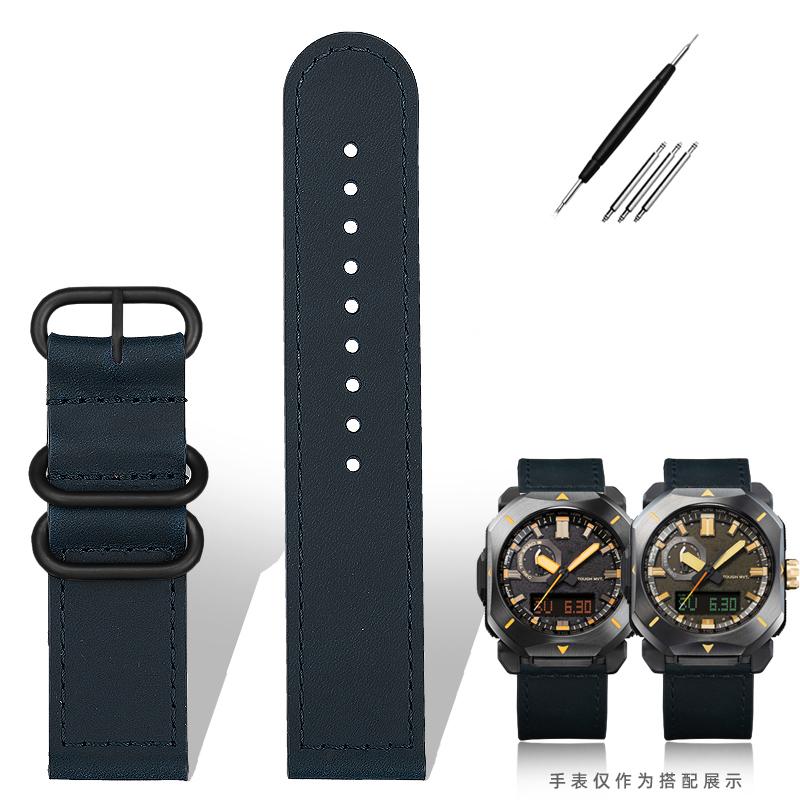 Для ремешка часов Casio PRW6900Y/6800 Кожаный ремешок PRW-60Y/50Y Ретро Винтажный Браслет из Воловьей Кожи Ремешок для Часов Черный Коричневый 23 мм