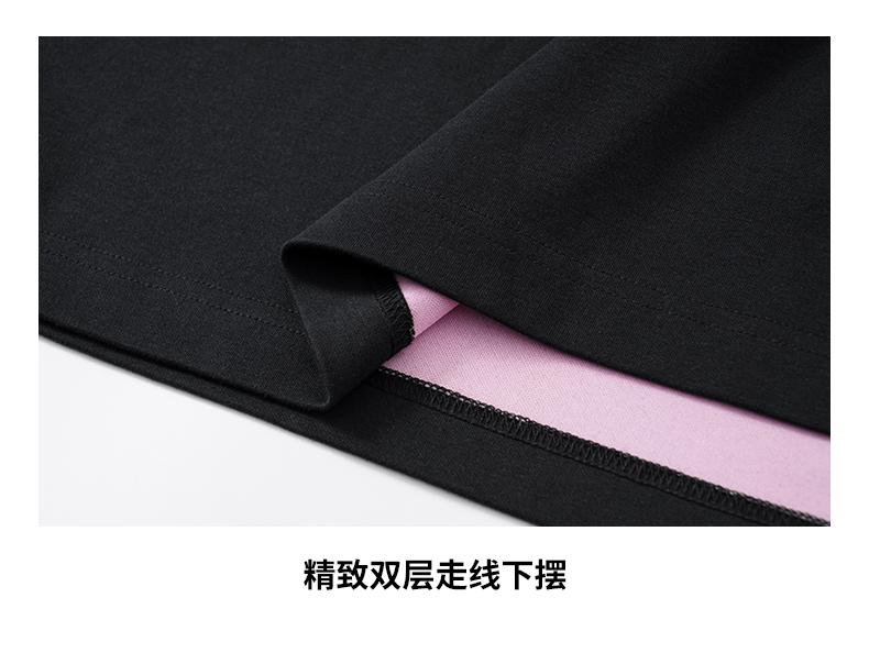 Heavy duty cotton double-sided 230G summer letter printed round neck couple's new top