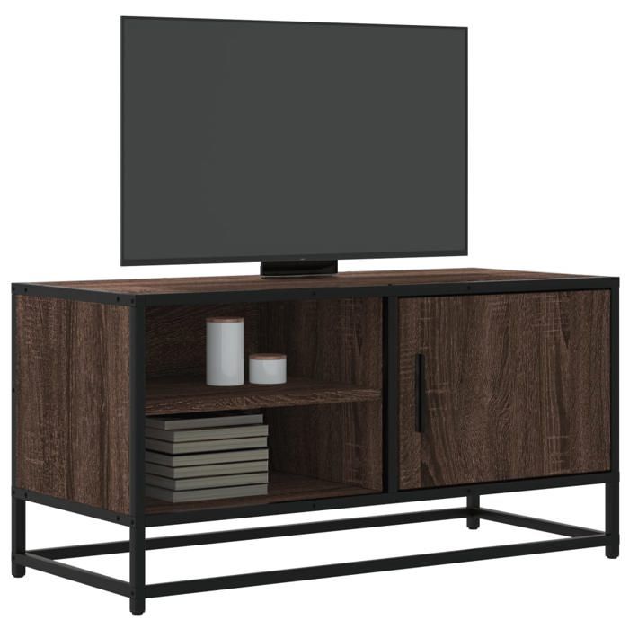 VidaXL TV Cabinet Oak Brown 80x34.5x40 Cm Engineered Wood and Metal, TV Bench, Hi-Fi Cabinet, Entertainment Center, 848823